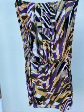 Y2K S-Twelve Multicolor Abstract Zebra Strapless Mini Bodycon Dress Size Medium